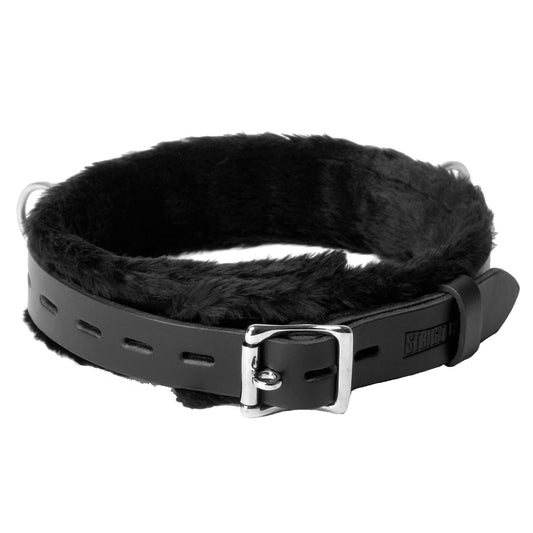 Strict Leather Narrow Fur Lined Locking Collar - UABDSM
