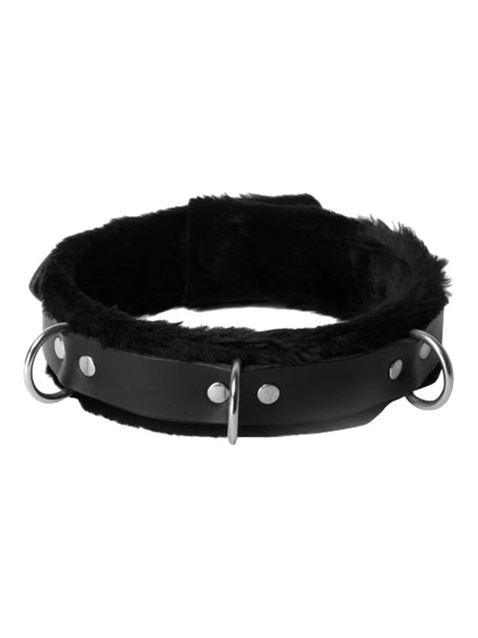 Strict Leather Narrow Fur Lined Locking Collar Strict Leather Narrow Fur Lined Locking Collar - UABDSM