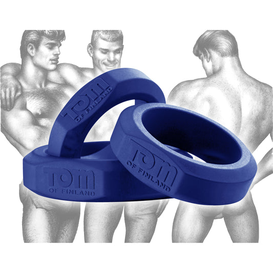 Tom of Finland 3 Piece Silicone Cock Ring Set - Blue Tom of Finland 3 Piece Silicone Cock Ring Set - Blue - UABDSM