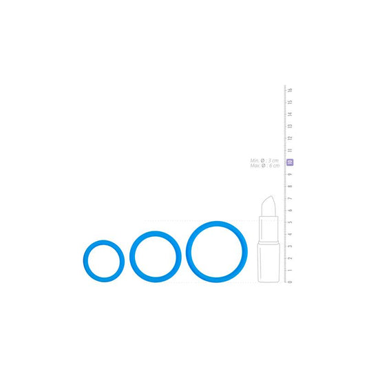 Three Size Cock Ring Set - Blue - UABDSM