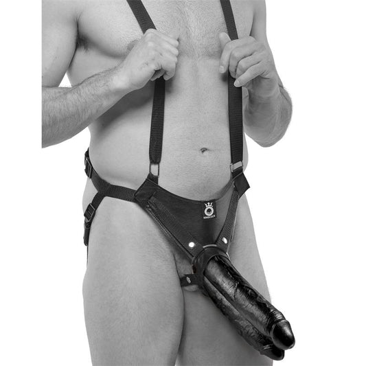 Two Cocks One Hole Hollow Strap-on Suspender 11 - Black Two Cocks One Hole Hollow Strap-on Suspender 11 - Black - UABDSM
