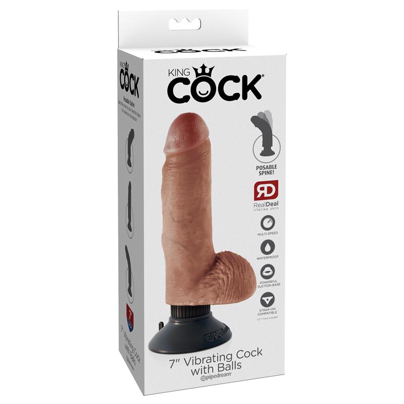 Vibrating Cock with Balls 7 Tan - UABDSM