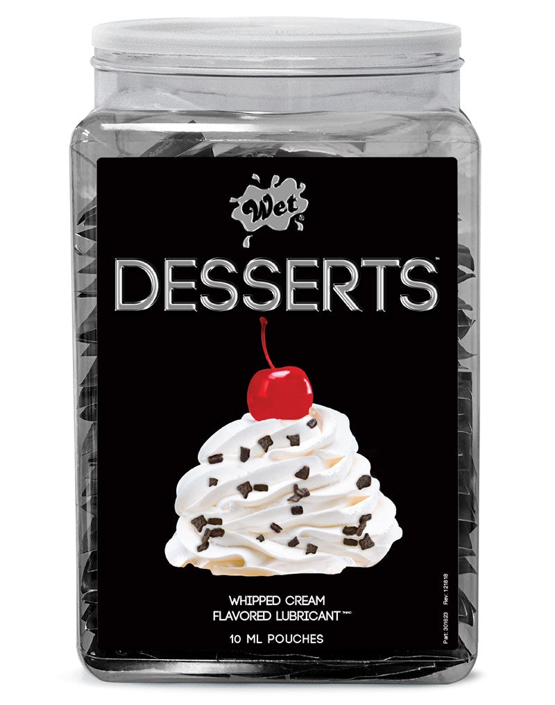 WET Desserts Whipped Cream 144 X 10ml. Pouch In Counter Bowl Display - UABDSM