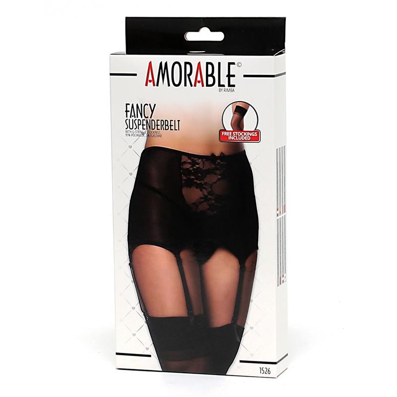 Wide Garter Belt with Stocking Black - UABDSM
