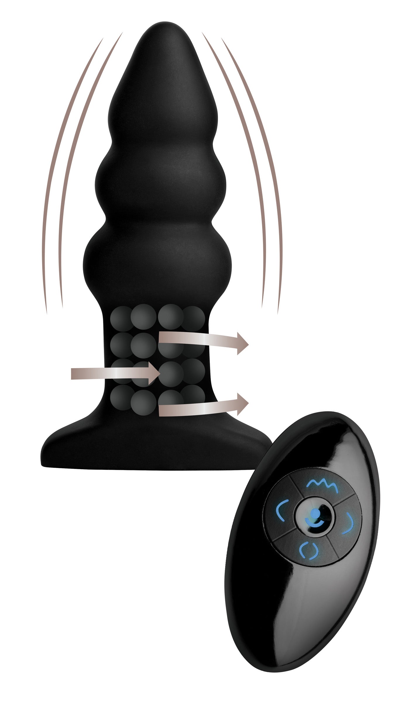 Rippled Rimming Silicone Butt Plug with Remote - UABDSM