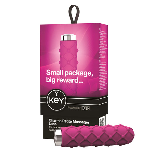 Key by Jopen Charms Petite Massager - Lace Raspberry Pink - UABDSM