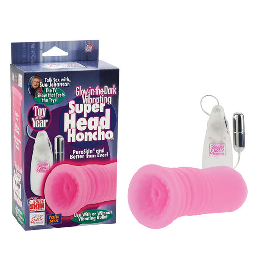 Sue Johanson Glow-in-the-Dark Vibrating Super Head Honcho - Pink - UABDSM