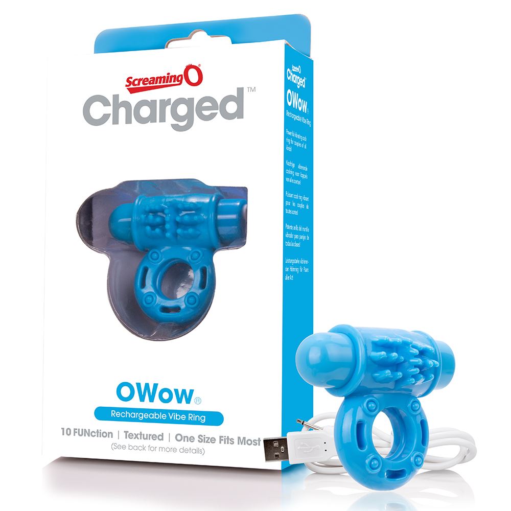 Screaming O Charged OWow Vibrating Cock Ring - Blue - UABDSM