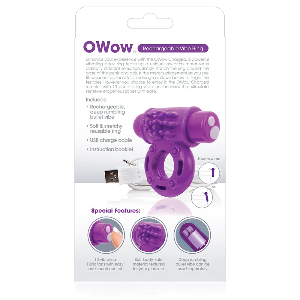 Screaming O Charged OWow Vibrating Cock Ring - Purple - UABDSM