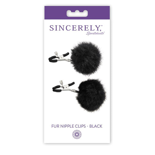 Sincerely Fur Nipple Clips - Black - UABDSM
