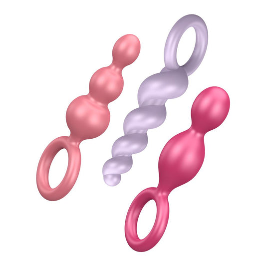 Satisfyer Plugs - Coloured (Pink  Purple & Red) (Booty Call - Coloured set of 3) - UABDSM