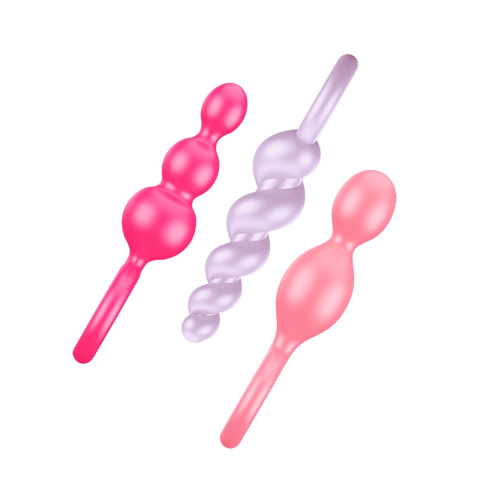 Satisfyer Plugs - Coloured (Pink  Purple & Red) (Booty Call - Coloured set of 3) - UABDSM
