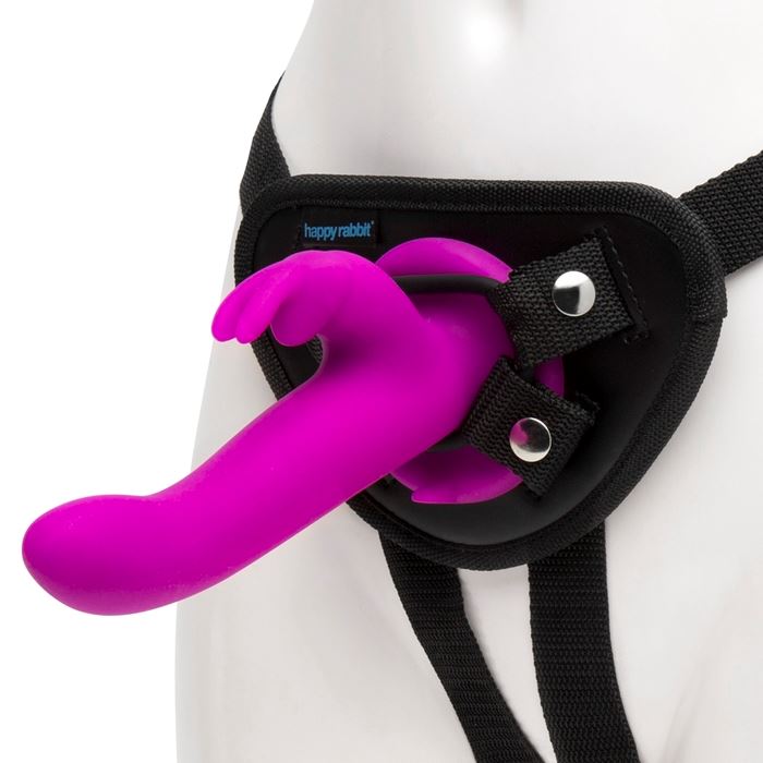 Happy Rabbit Vibrating Strap On Harness Set Purple - UABDSM