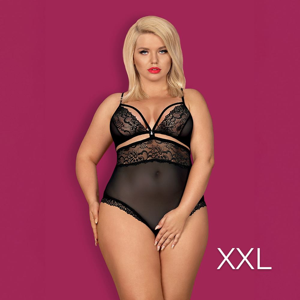 Obsessive - 838-TED-1 teddy opencrotch XXL - Black - UABDSM