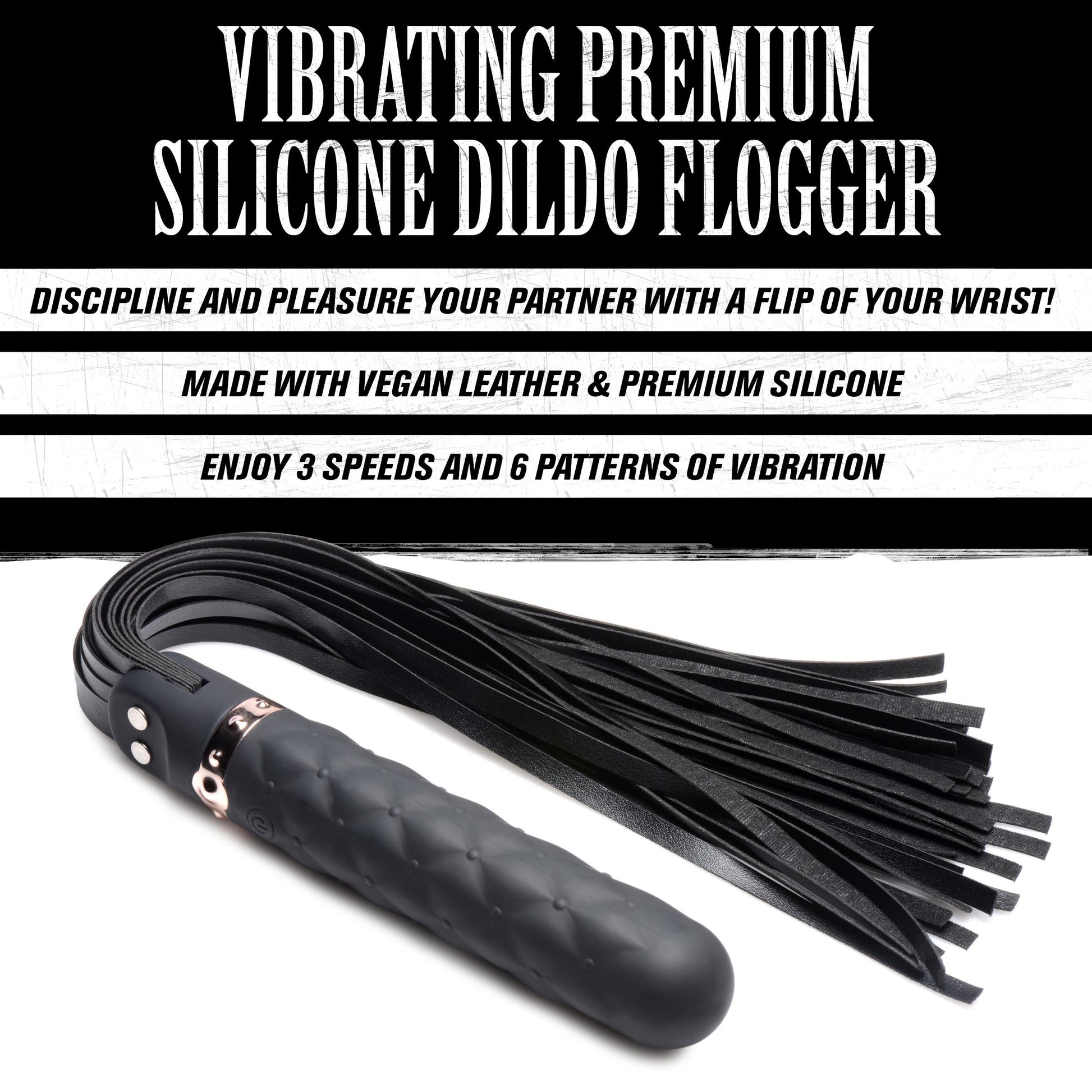 9X Vibrating Silicone Dildo Flogger - UABDSM