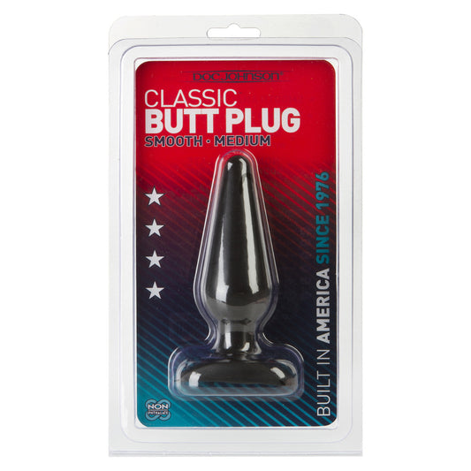 Classic Smooth Butt Plug Medium Black - UABDSM