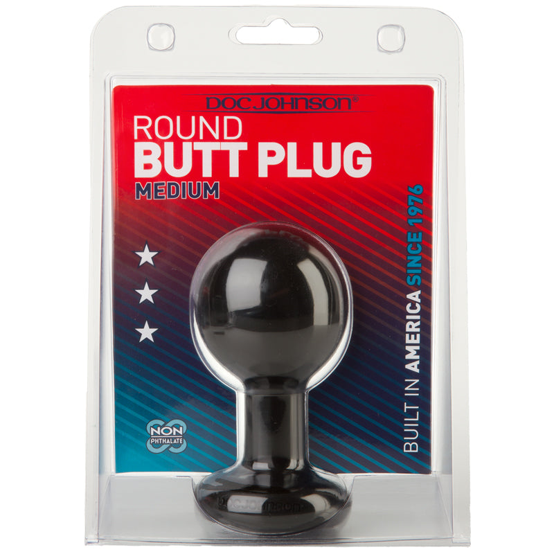 Round Butt Plug - Medium - Black - UABDSM