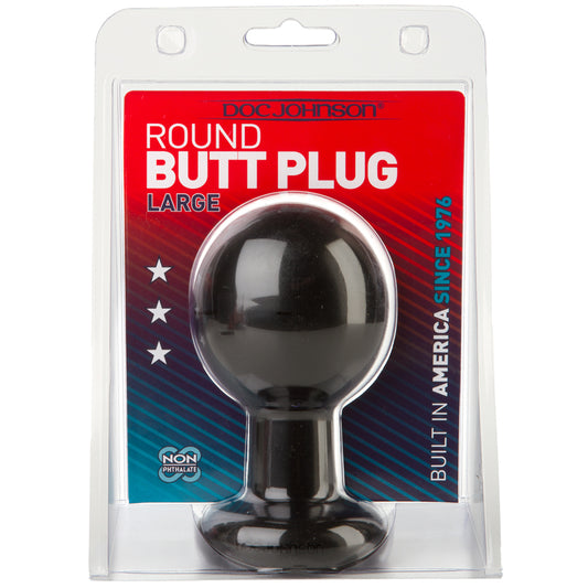 Round Butt Plug - Large - Black - UABDSM