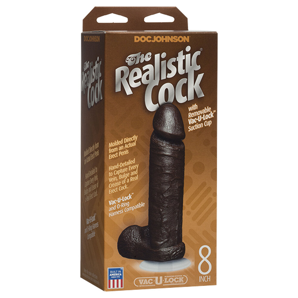 The Realistic Cock 8 Inch Dildo Black - UABDSM