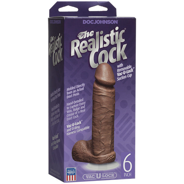 The Realistic Cock 6 Inch Dildo Flesh Brown - UABDSM