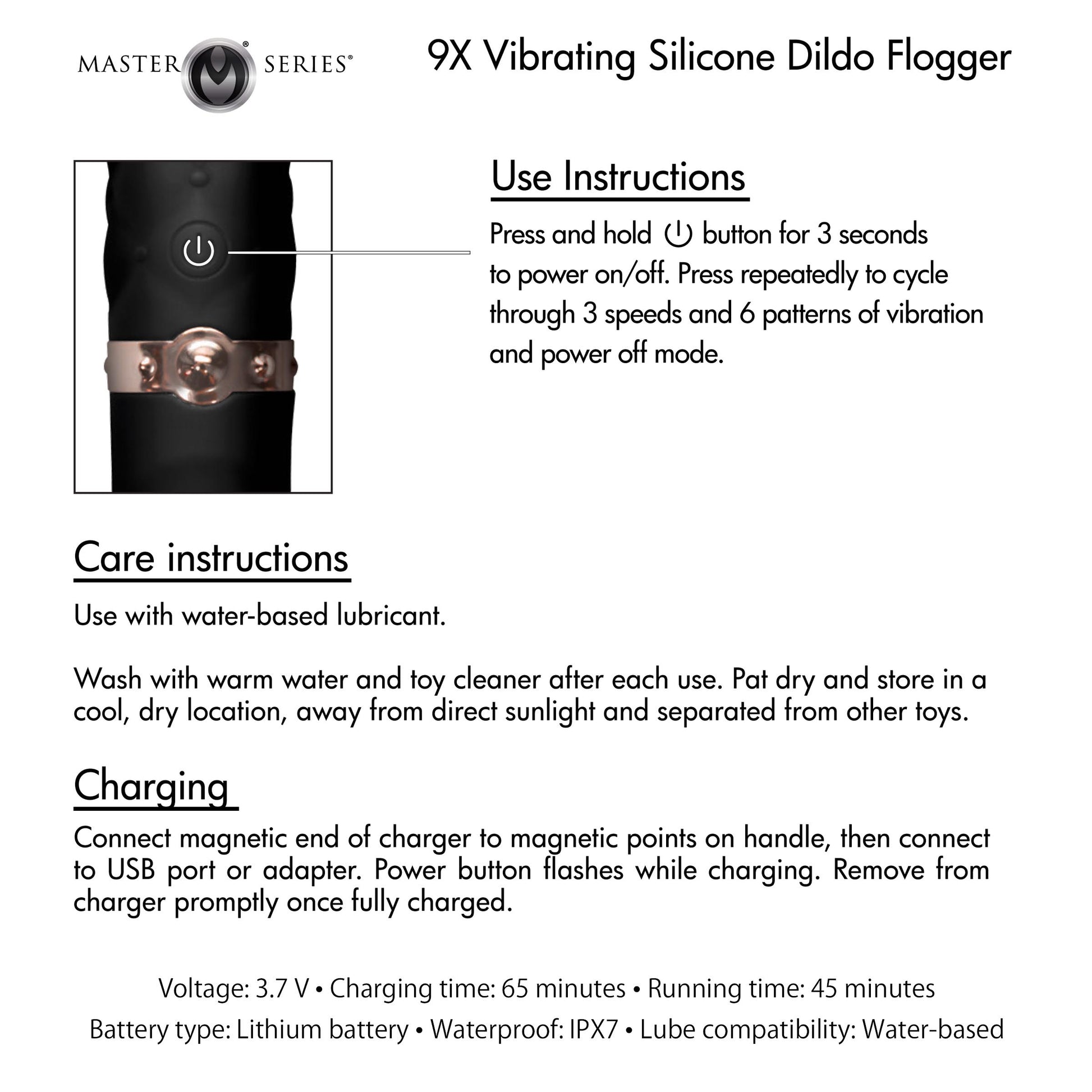 9X Vibrating Silicone Dildo Flogger - UABDSM