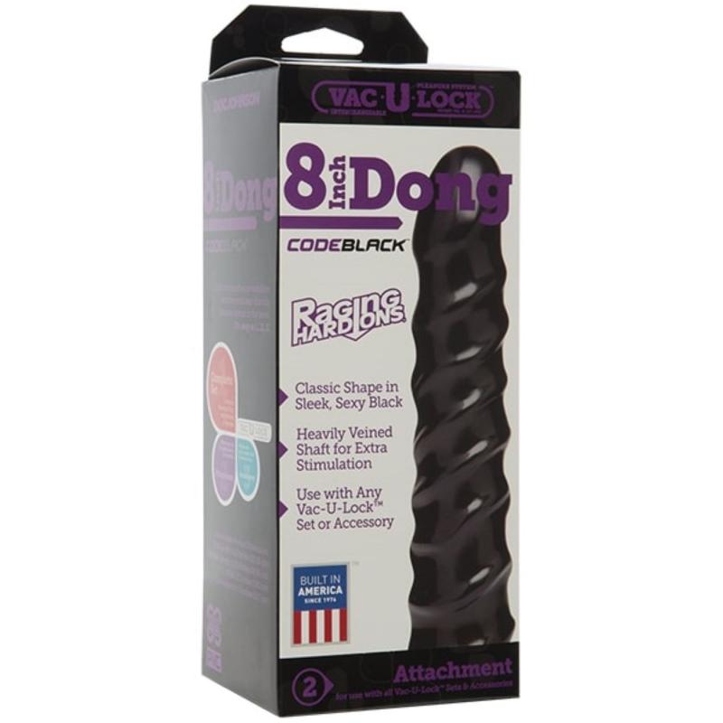 Vac-U-Lock Strap-On Dildo - Black - 20 Cm - UABDSM