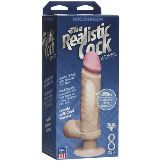 The Realistic Cock 8 Inch Vibrating Dildo Flesh Pink - UABDSM