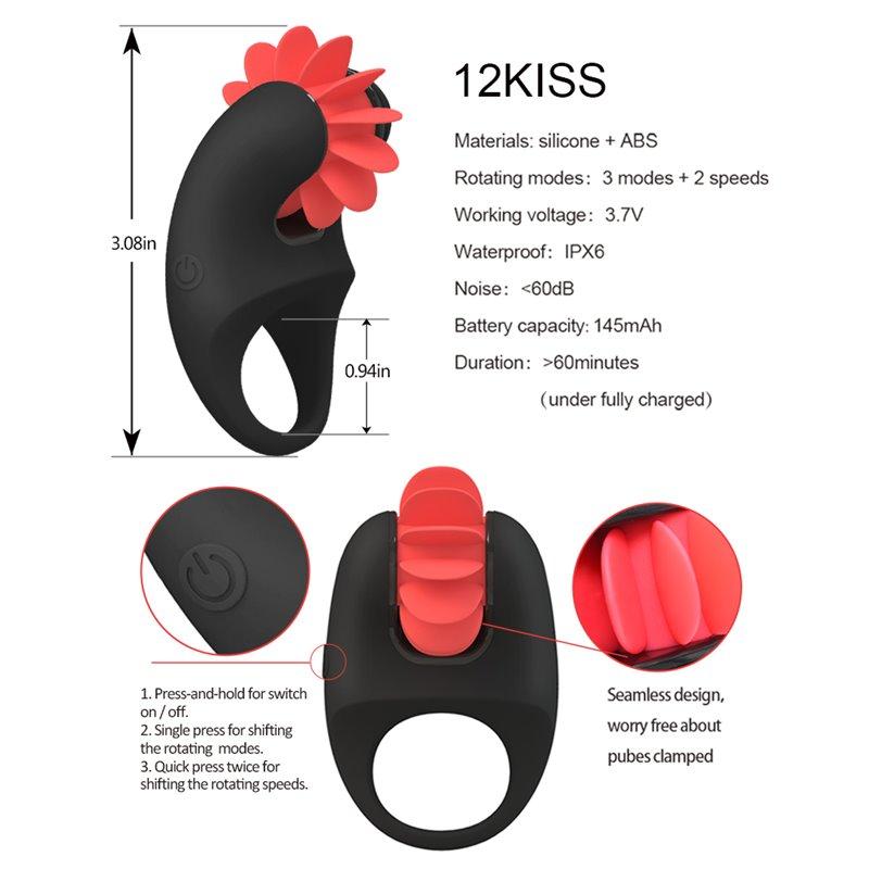 OTOUCH - 12 Kiss Silicone Vibrating Cock Ring - UABDSM