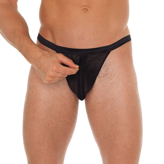 Mens Black G-String With Pouch - UABDSM