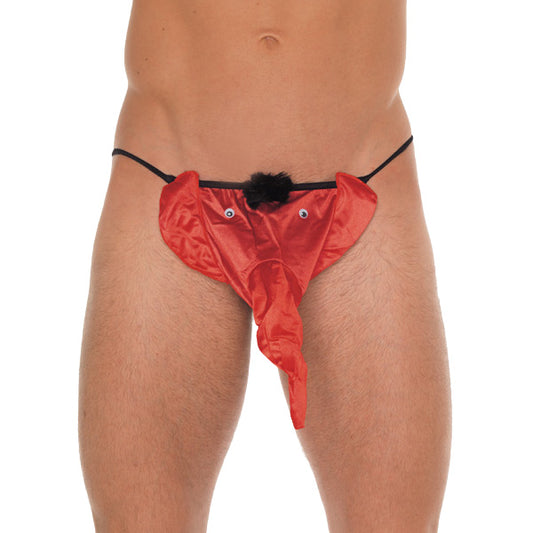 Mens Black G-String With Red Elephant Animal Pouch - UABDSM