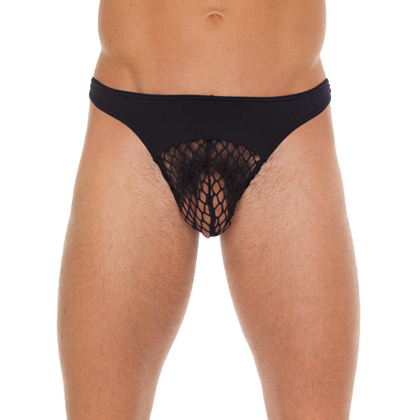 Mens Black G-String With A Net Pouch - UABDSM