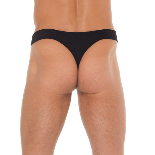 Mens Black G-String With Zipper On Pouch - UABDSM