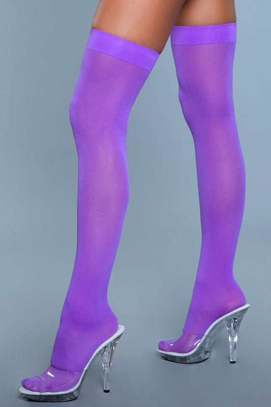 Thigh High Nylon Stockings - Purple - UABDSM