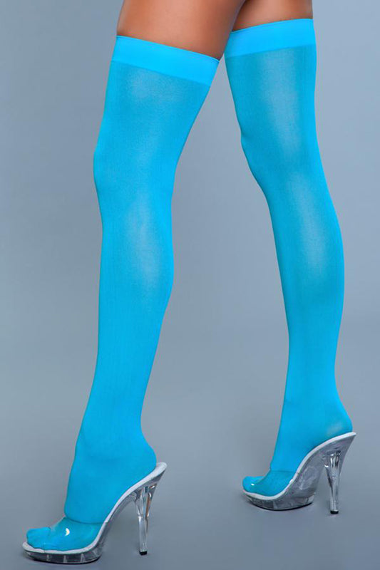 Thigh High Nylon Stockings - Turquoise - UABDSM