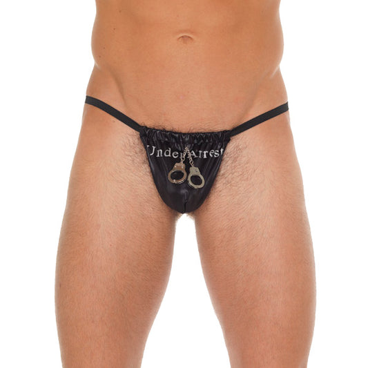 Mens Black G-String With Handcuff Pouch - UABDSM