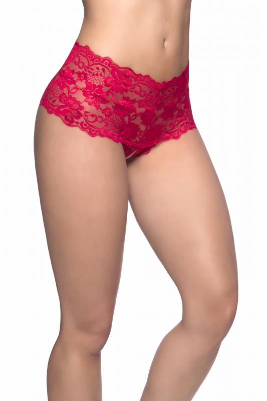 Lace Crotchless Shorts - Red - UABDSM