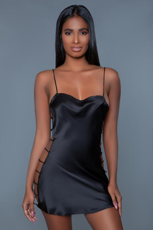 Brooklyn Negligee With Open Sides - Black - UABDSM