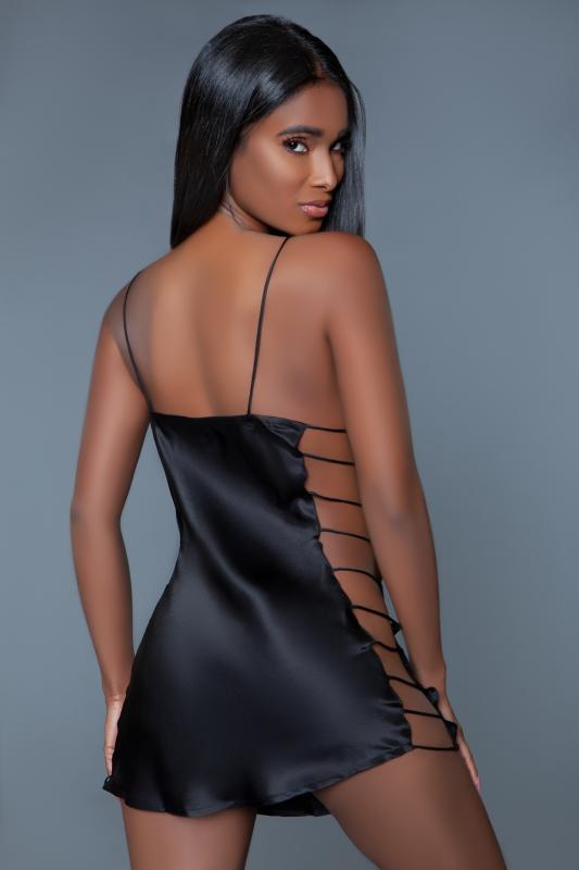 Brooklyn Negligee With Open Sides - Black - UABDSM