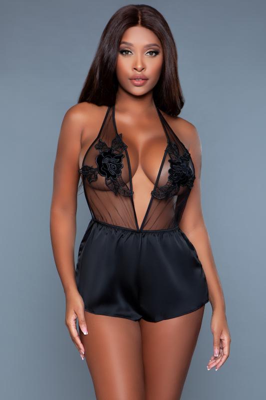 Lily Sexy Romper With Halterneck - Black - UABDSM