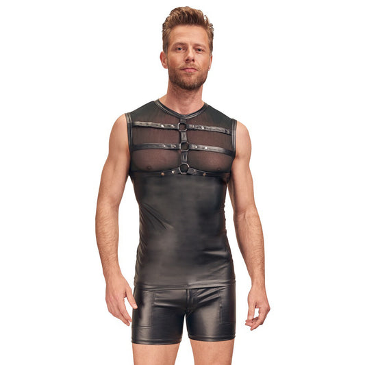 NEK Matte Look Shirt With Chest Harness Black - UABDSM