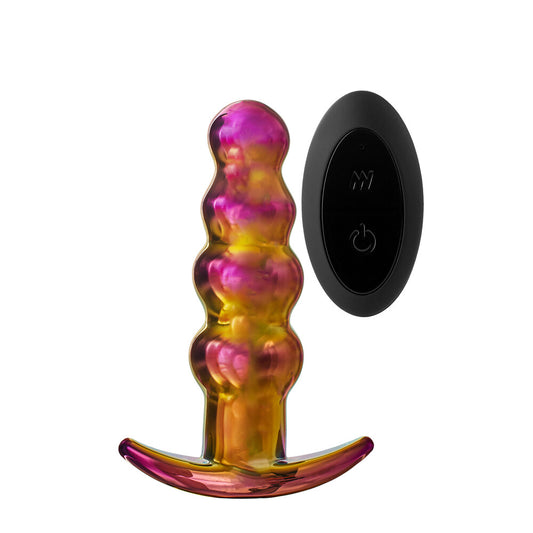 Glamour Glass Remote Control Beaded Butt Plug - UABDSM