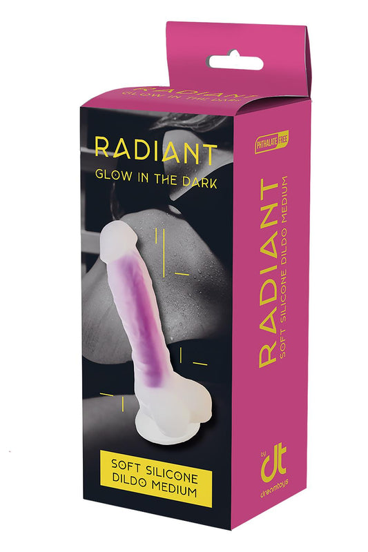 Radiant Soft Silicone Glow In The Dark Dildo Medium Purple