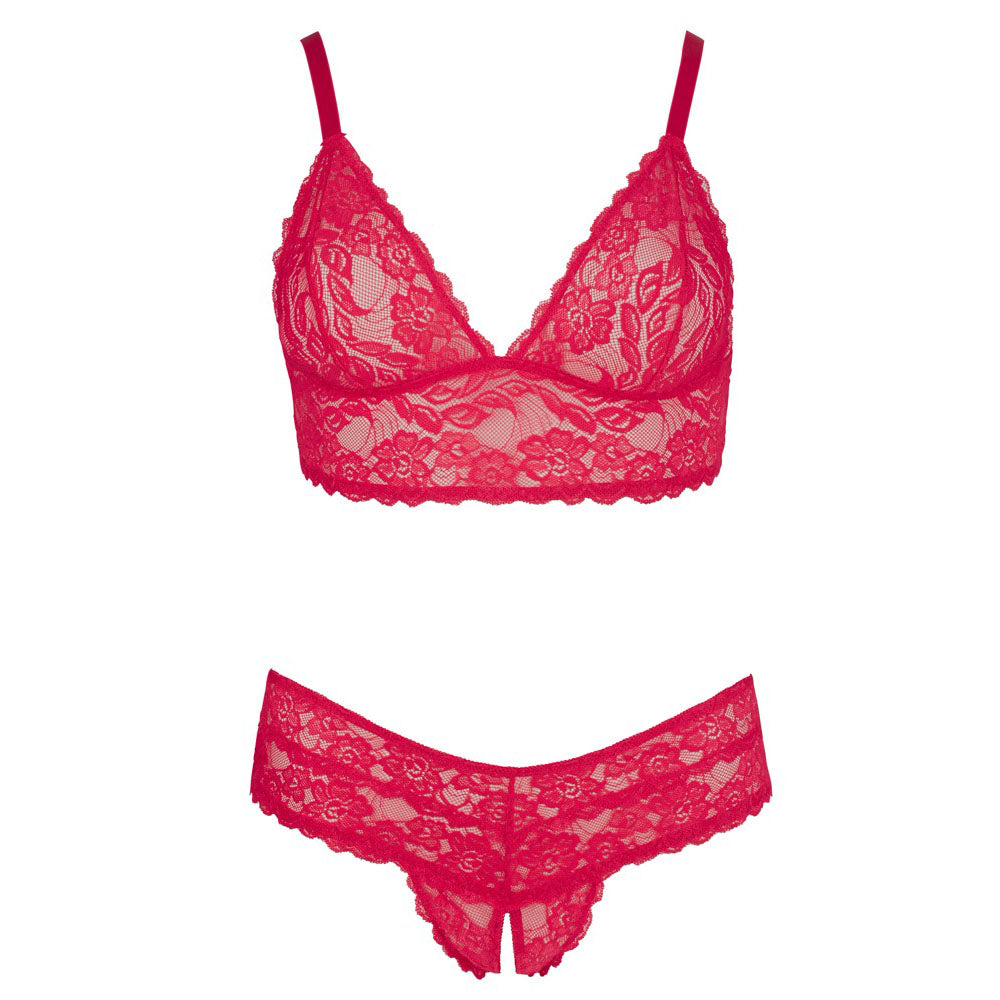 Cottelli Plus Size Red Lace Bra And Briefs - UABDSM