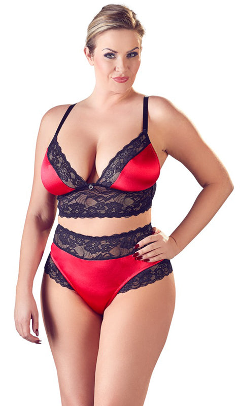 Satin Bra Set With Lace - UABDSM