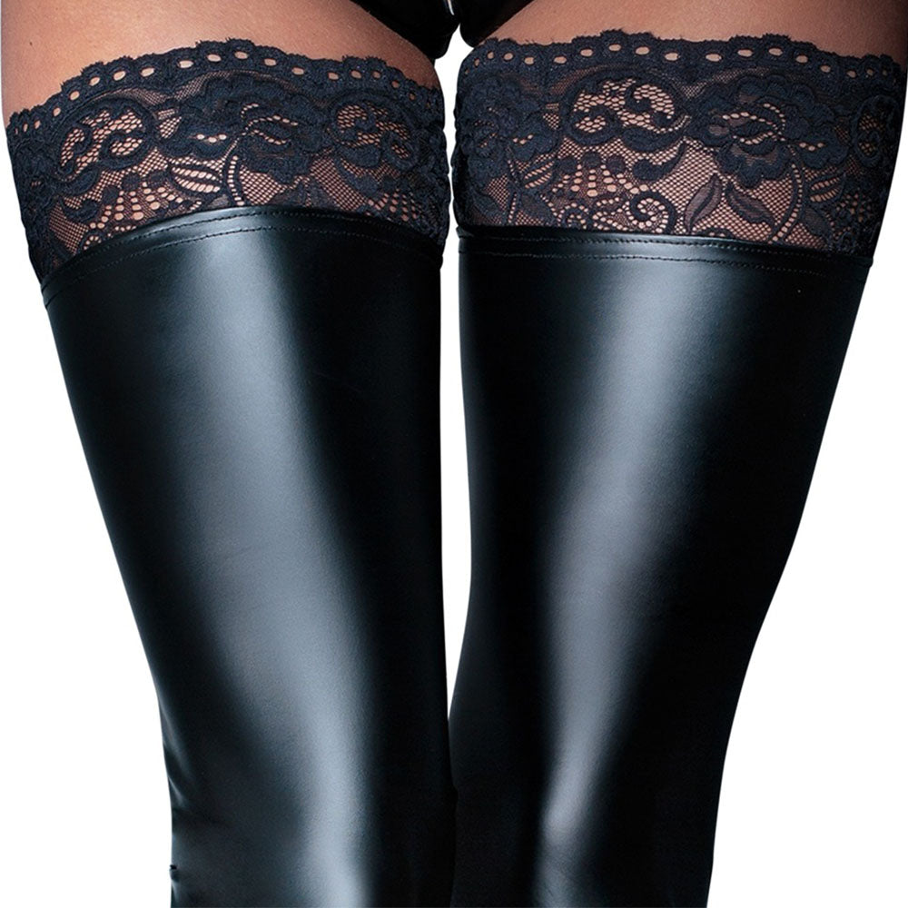 Noir Handmade Black Footless Lace Top Stockings - UABDSM