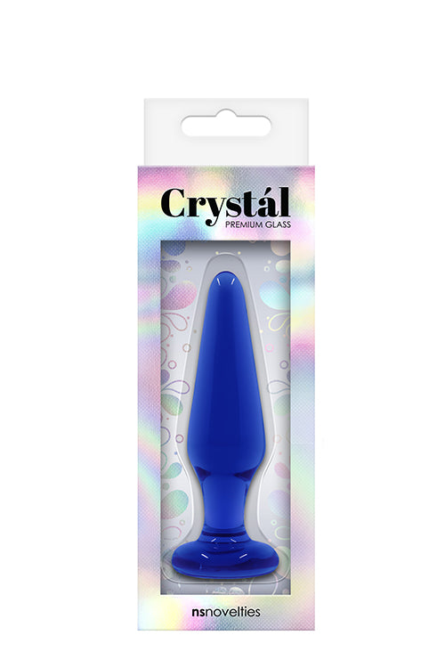 Crystal Tapered Glass Plug Medium Blue