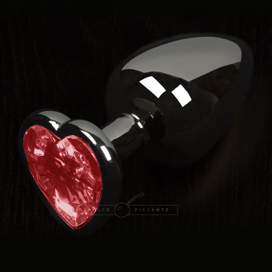 Dolce Piccante Graphite Style Small Anal Plug Red Heart Gem - UABDSM
