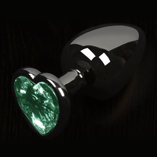Dolce Piccante Graphite Style Small Butt Plug Green Heart Gem - UABDSM