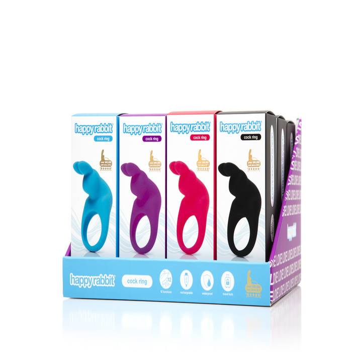 Happy Rabbit Counter Top Box Rechargeable Vibrating Rabbit Cock Rings x 12 - UABDSM