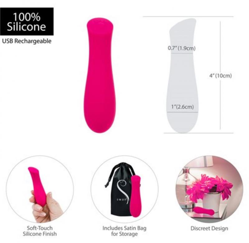 Mini Swan Rose Vibrator - Pink - UABDSM